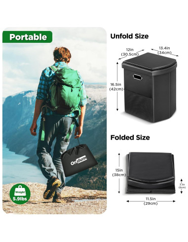 Inodoro Portátil Oridum WHMT02 con Carpa Plegable Grande