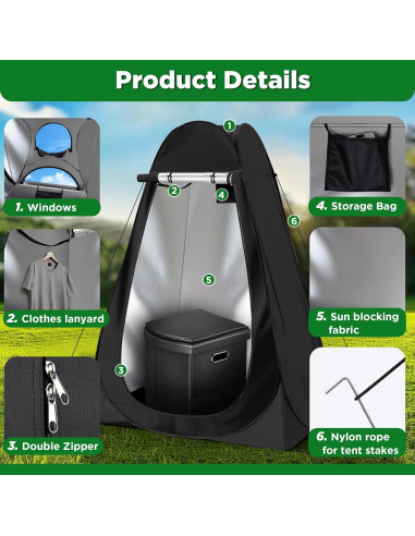 Inodoro Portátil Oridum WHMT02 con Carpa Plegable Grande
