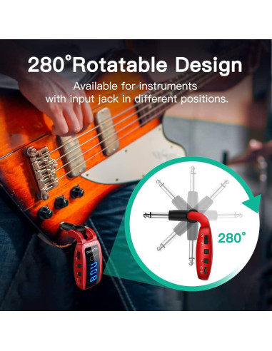 Sistema Inalámbrico de Guitarra XIAOKOA U12DX Rojo 15 Canales UHF