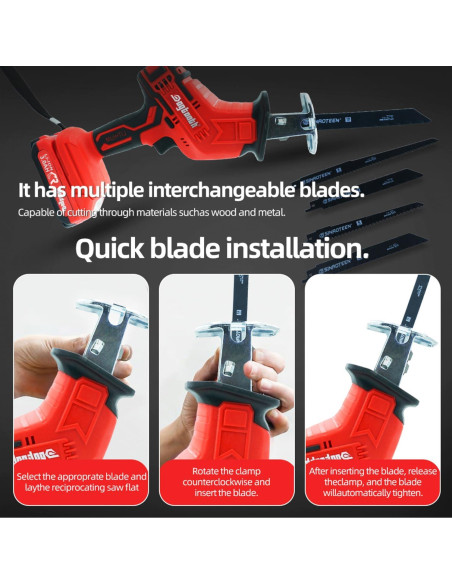 Sierra Recíproca Inalámbrica Dogtooth 21V Compacta con 2 Baterías