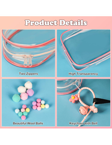 Bolsa de exhibición de muñecas PVC Rosa 19.5x10.5cm con llavero