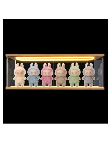 Caja de Exhibición Acrílica con Luz LED 60x10x20cm LABUBU