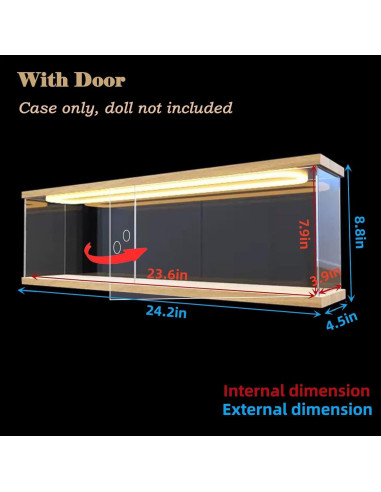 Caja de Exhibición Acrílica con Luz LED 60x10x20cm LABUBU