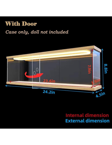 Caja de Exhibición Acrílica con Luz LED 60x10x20cm LABUBU