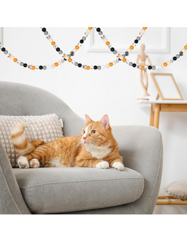 Waydress 200 Perlas de Madera Redondas con Patrón de Gato