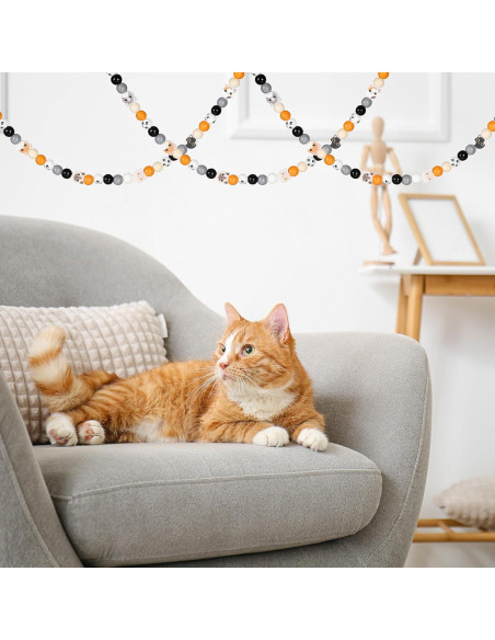 Waydress 200 Perlas de Madera Redondas con Patrón de Gato