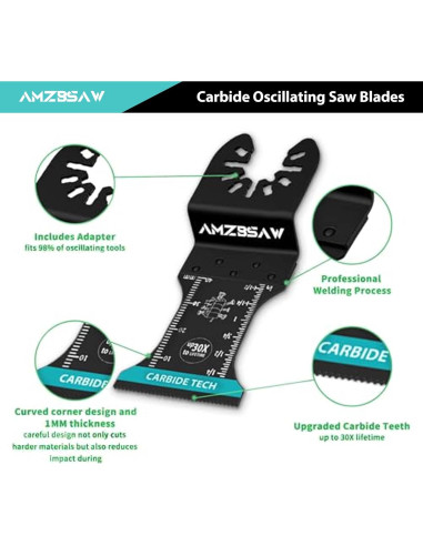 10 Hojas de Sierra Oscilante de Carburo AMZBSAW 3.49 cm