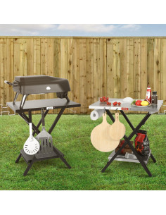 Mesa de Parrilla Plegable Feasto 76.2x60.9cm con Estante Negro 2