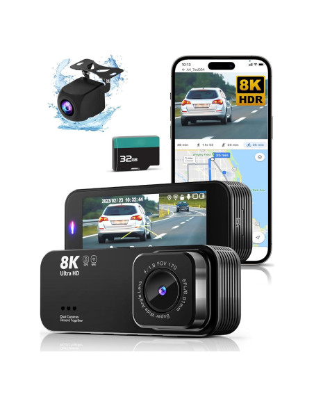 Cámara de tablero delantera y trasera Lensuge 8K/2.5K GPS Wi-Fi