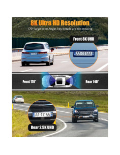 Cámara de tablero delantera y trasera Lensuge 8K/2.5K GPS Wi-Fi 2