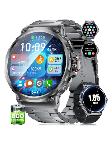 Reloj Inteligente Militar SUNKTA 1.85" HD Bluetooth Negro