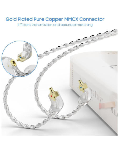 Cable de Auriculares BASN SC100-MMCX Blanco 1.5m Desmontable