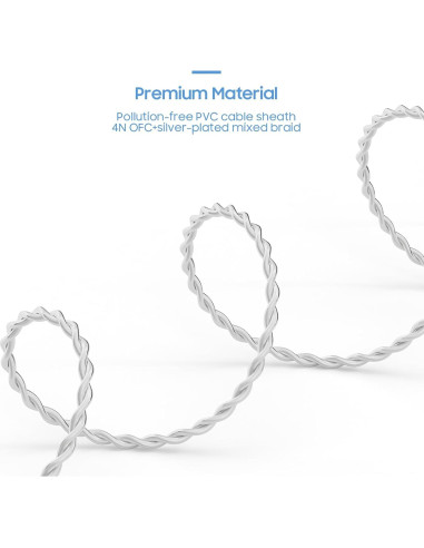 Cable de Auriculares BASN SC100-MMCX Blanco 1.5m Desmontable