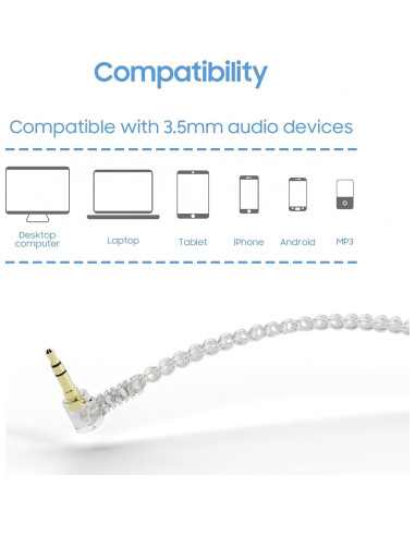 Cable de Auriculares BASN SC100-MMCX Blanco 1.5m Desmontable