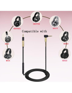 Cable de Audio 1.5m FAAEAL para Auriculares Sennheiser y Audio-Technica con Micrófono 2