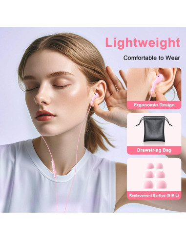 Auriculares USB C Gsangoo Rosa con Micrófono y Control de Volumen