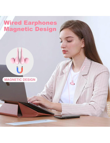 Auriculares USB C Gsangoo Rosa con Micrófono y Control de Volumen
