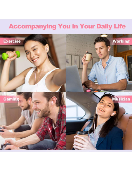 Auriculares USB C Gsangoo Rosa con Micrófono y Control de Volumen