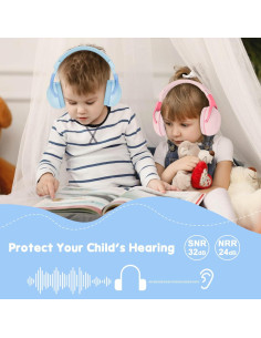 Auriculares ProCase para Niños con Cancelación de Ruido - Rosa y Azul 2