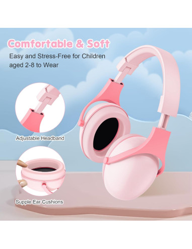 Auriculares ProCase para Niños con Cancelación de Ruido - Rosa y Azul
