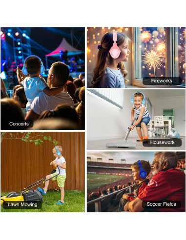 Auriculares ProCase para Niños con Cancelación de Ruido - Rosa y Azul