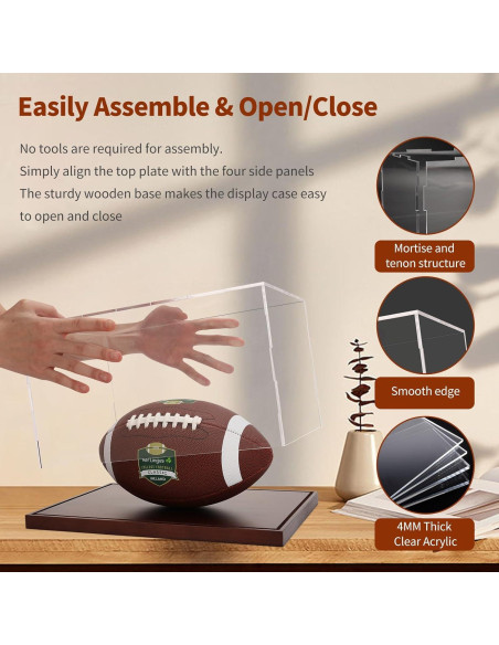 Caja de Exhibición Acrílica BZVlemon 10x10x10 cm con Base de Madera