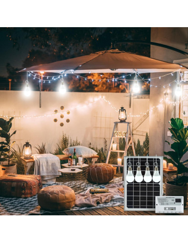 Luz Colgante Solar LoveFindaHome con 4 Bombillas LED 6000mAh