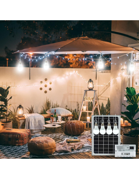 Luz Colgante Solar LoveFindaHome con 4 Bombillas LED 6000mAh