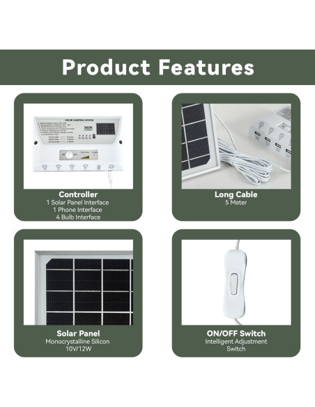 Luz Colgante Solar LoveFindaHome con 4 Bombillas LED 6000mAh