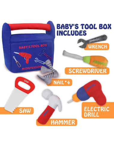 Caja de Herramientas de Peluche Apriciti 10 Piezas Azul