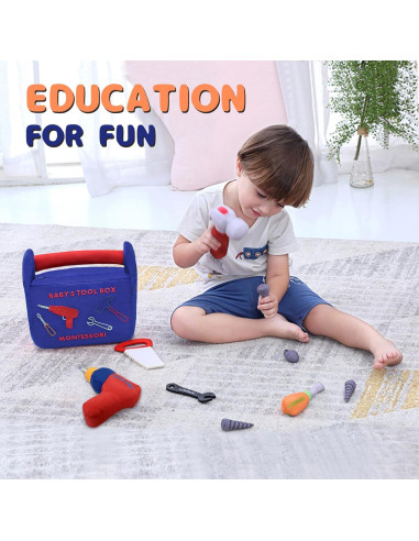 Caja de Herramientas de Peluche Apriciti 10 Piezas Azul