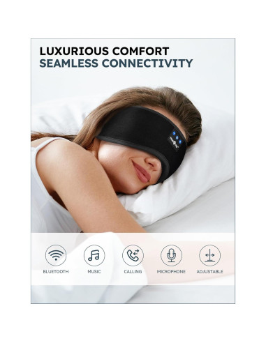 MUSICOZY Auriculares para dormir Bluetooth con máscara 14h