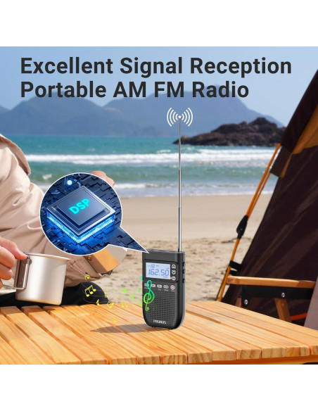 Radio Portátil AM FM PRUNUS J-618 Bluetooth Recargable 2000mAh