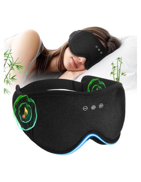 Máscara de Ojos Bluetooth ZHENYEMEI 3D Algodón Bambú Negro