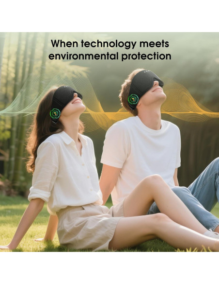Máscara de Ojos Bluetooth ZHENYEMEI 3D Algodón Bambú Negro
