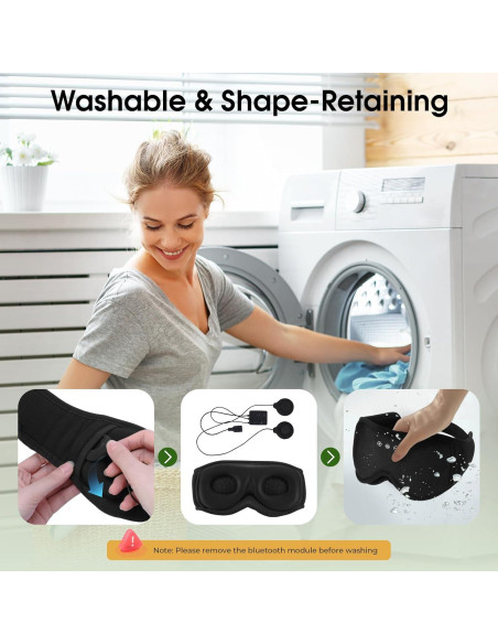 Máscara de Ojos Bluetooth ZHENYEMEI 3D Algodón Bambú Negro