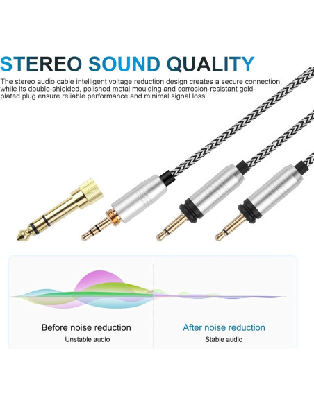 Cable Estéreo 3.5mm Gneinour con Adaptador 6.35mm 1.2m