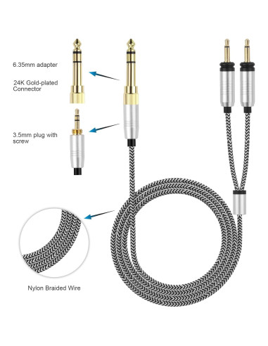 Cable Estéreo 3.5mm Gneinour con Adaptador 6.35mm 1.2m