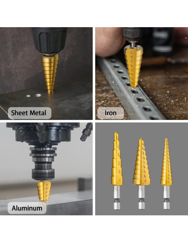 Juego de Brocas Escalonadas HSS Titanio IRONANT 3 Piezas