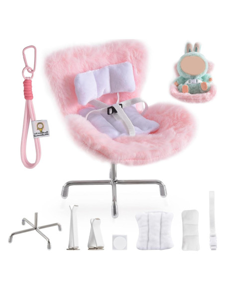 Asiento de Coche para Muñecas Ciunura Rosa 17cm con Clip