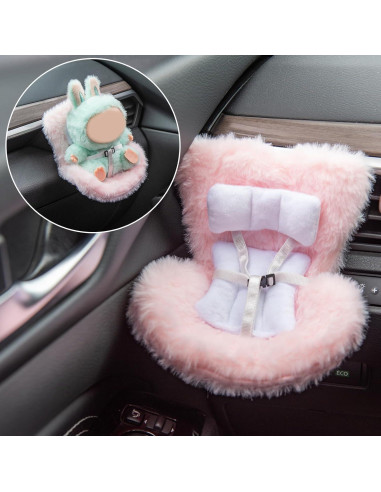 Asiento de Coche para Muñecas Ciunura Rosa 17cm con Clip