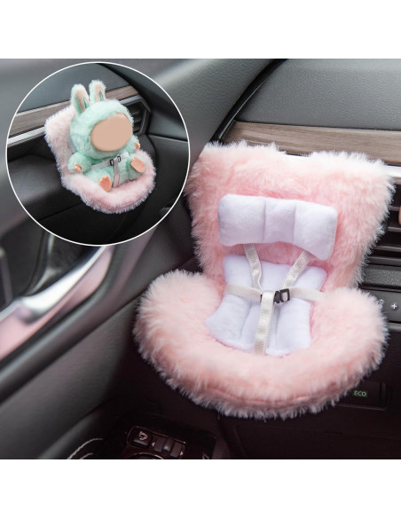 Asiento de Coche para Muñecas Ciunura Rosa 17cm con Clip