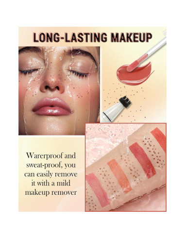 Bolígrafo Rubor de Pecas 2 en 1 Rosa y Sello de Pecas