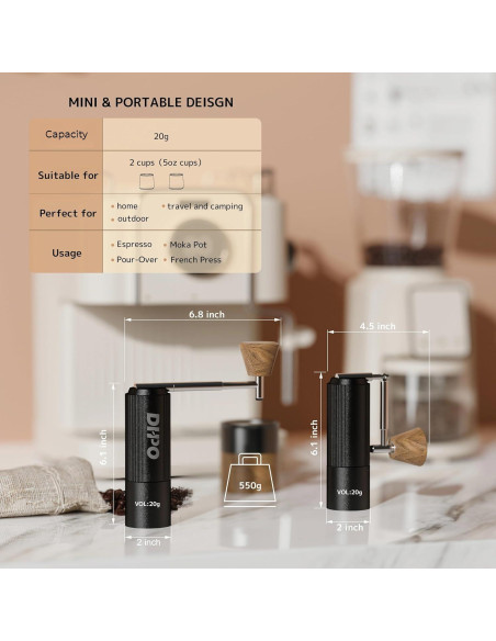 Molino de Café Manual DHPO CH20-01A Plegable Acero Inoxidable Molino de Café Manual DHPO CH20-01A Plegable Acero Inoxidable