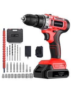 Taladro Atornillador Inalámbrico MYSTNYRX 21V 2 Baterías 26 Accesorios