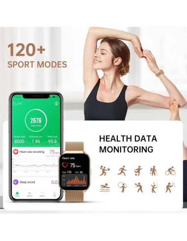 Reloj Inteligente Dorado Taopodo 1.91" Fitness IP68