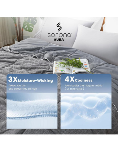 Colcha de Enfriamiento Amélie Queen Gris Carbón Transpirable