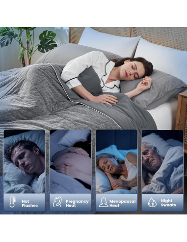 Colcha de Enfriamiento Amélie Queen Gris Carbón Transpirable