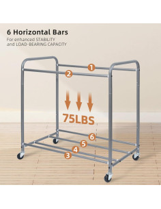 Carro Clasificador de Ropa STORAGE MANIAC 3 Secciones Gris 136L 2