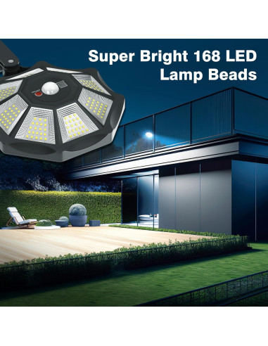 Luces Solares Exteriores OKPRO 168LED 6500K IP66 2 Piezas
